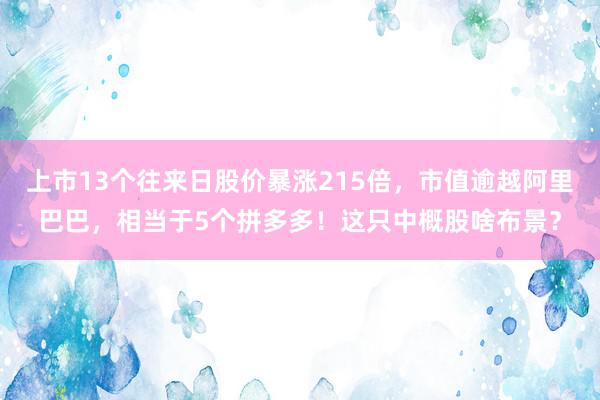 上市13个往来日股价暴涨215倍，市值逾越阿里巴巴，相当于5个拼多多！这只中概股啥布景？