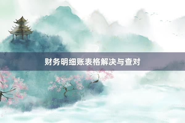 财务明细账表格解决与查对